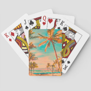 PixDezines vintage beach scene Playing Cards