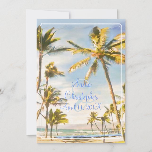 PixDezines vintage beach, tropical paradise Invitation (Front)