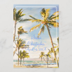 PixDezines vintage beach, tropical paradise Invitation