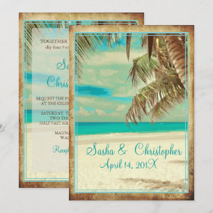 PixDezines vintage beach, tropical paradise Invitation