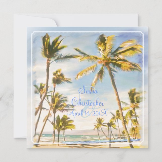 PixDezines vintage beach, tropical paradise Invitation (Front)