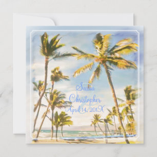 PixDezines vintage beach, tropical paradise Invitation