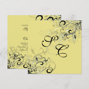 PixDezines VINTAGE BLACK SWIRLS/diy background Invitation