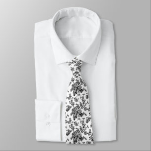 PixDezines Vintage Black Toile Roses  Tie