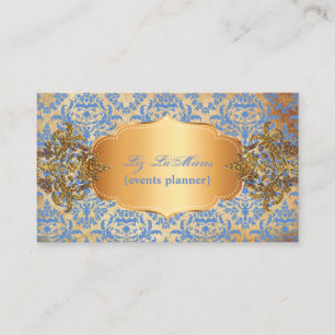 PixDezines Vintage blue céline damask Business Card