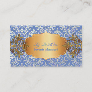 PixDezines vintage blue céline damask Business Card