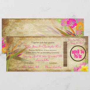 PixDezines Vintage Boarding Pass/Bird of Paradise Invitation