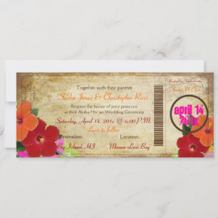 PixDezines vintage boarding pass/hibiscus Invitation