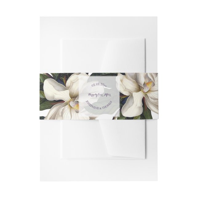 PixDezines Vintage Botanical Magnolia Invitation Belly Band (Front Example)