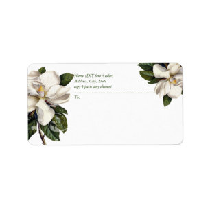 PixDezines Vintage Botanical Magnolia Label
