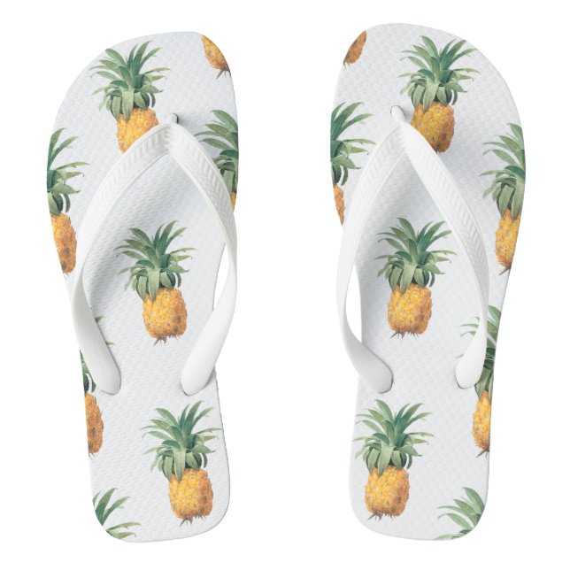 PixDezines Vintage Botanical/Pineapples/Redoute Flip Flops (Footbed)