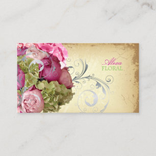PixDezines vintage bouquet, florists/diy colours Business Card