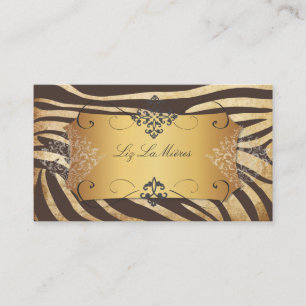 PixDezines vintage brown zebra/faux parchment Business Card