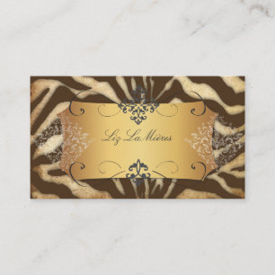 PixDezines vintage brown zebra/faux parchment Business Card