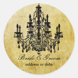 PixDezines vintage chandelier Classic Round Sticker