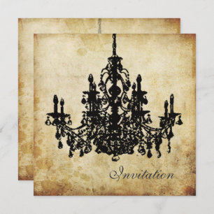 PixDezines VINTAGE CHANDELIER / FAUX PARCHMENT Invitation
