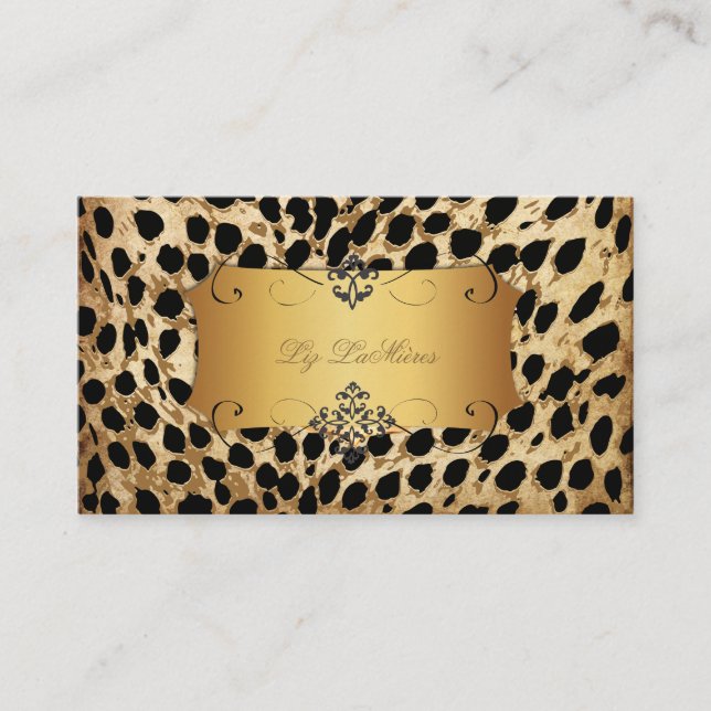 PixDezines vintage cheetah+zebra Business Card (Front)