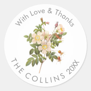 PixDezines Vintage Cream Roses Thank You Stickers