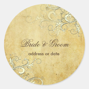 PixDezines vintage cream swirls Classic Round Sticker