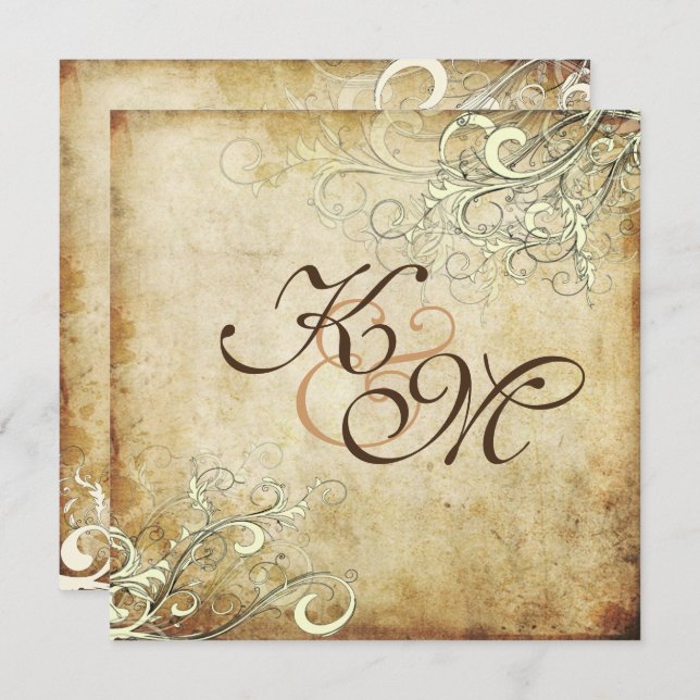 PixDezines vintage cream swirls Invitation (Front/Back)