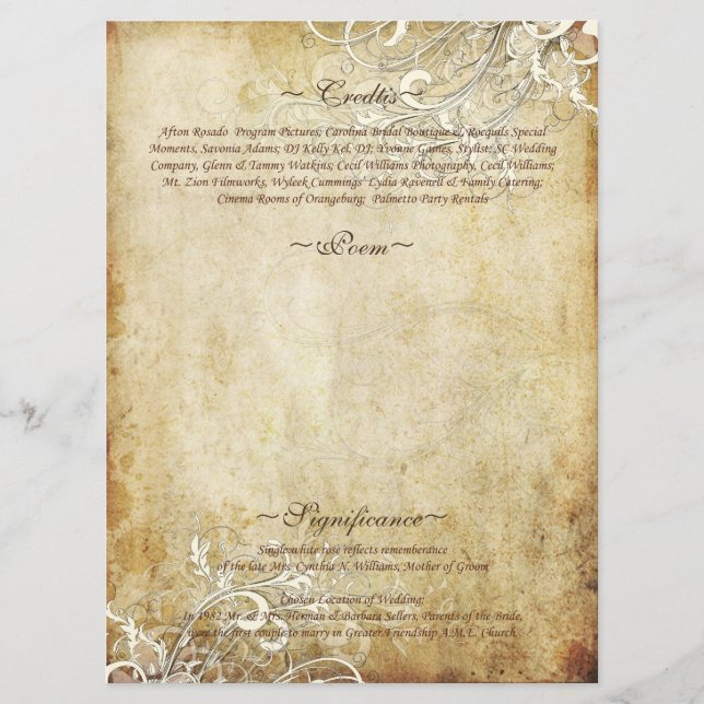 PixDezines vintage cream swirls Programme (Front)