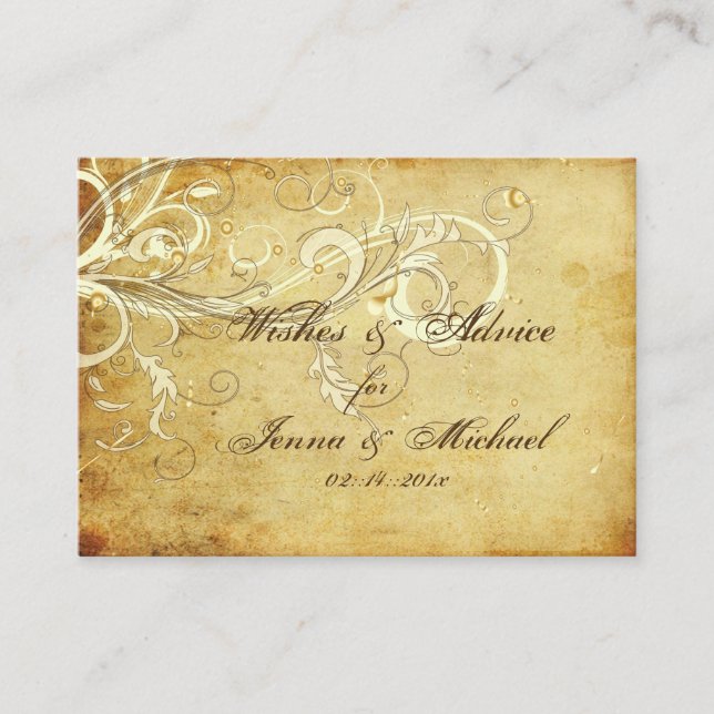 PixDezines vintage cream swirls wishing well Advice Card (Front)