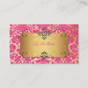 PixDezines vintage desireé damask/hot pink Business Card