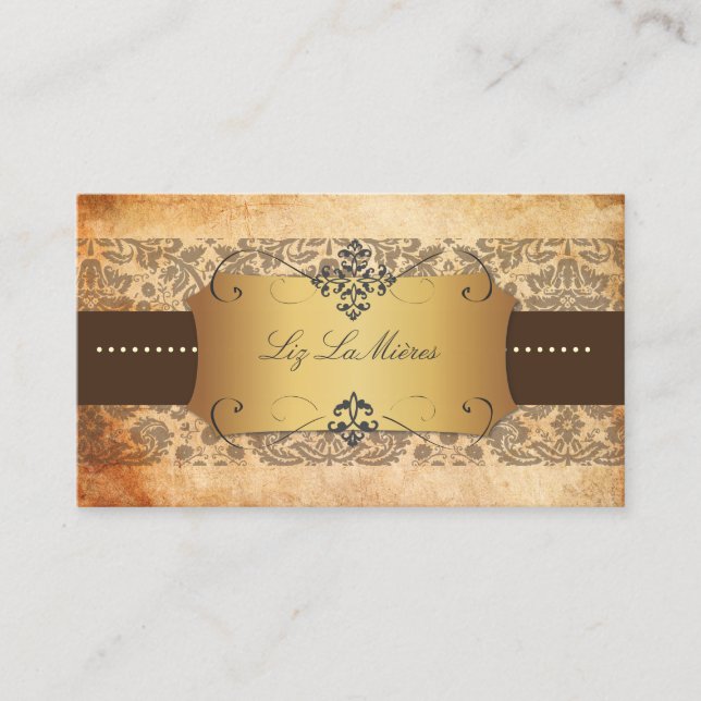 PixDezines vintage desiree lace damask Business Card (Front)