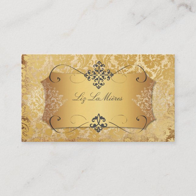PixDezines vintage desiree lace damask/parchment Business Card (Front)