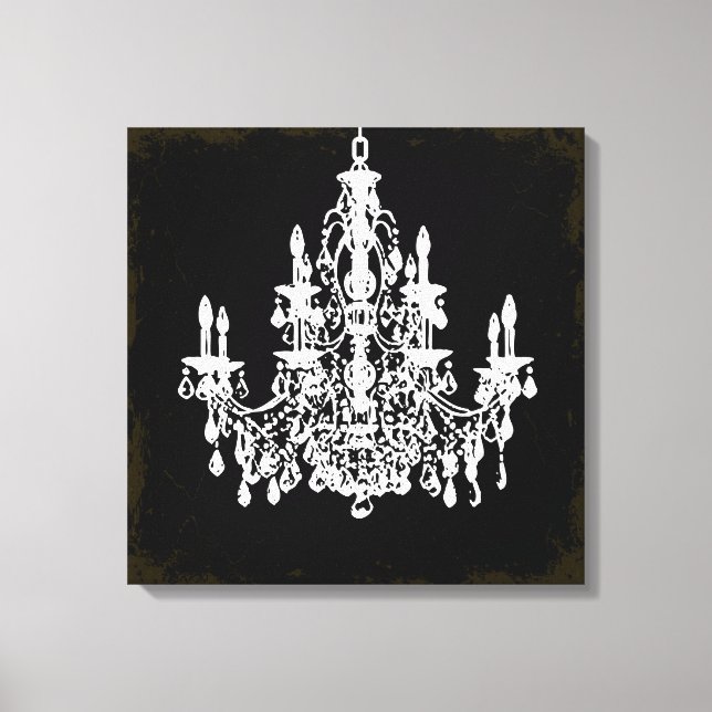 PixDezines vintage DIY colour/crystal chandelier Canvas Print (Front)