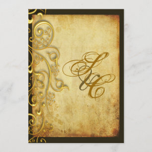 PixDezines VINTAGE FAUX GOLD FILIGREE DIY BORDER Invitation