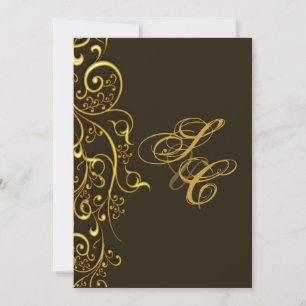 PixDezines vintage faux gold swirls Invitation