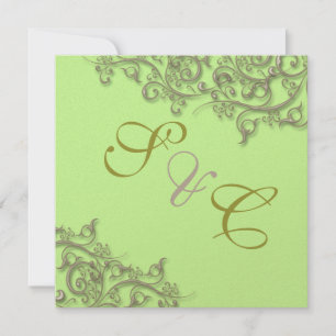 PixDezines vintage faux gold swirls Invitation