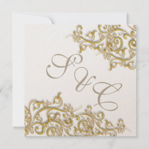 PixDezines vintage faux gold swirls Invitation