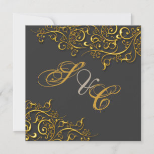 PixDezines vintage faux gold swirls Invitation