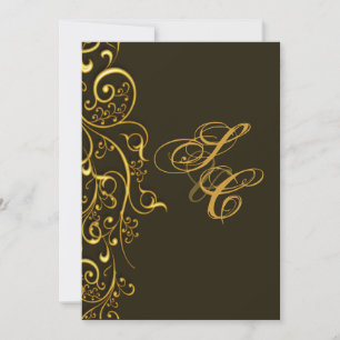 PixDezines vintage faux gold swirls Invitation