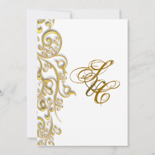 PixDezines vintage faux gold swirls Invitation
