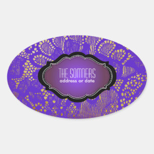 PixDezines vintage faux lace/ DIY background colou Oval Sticker