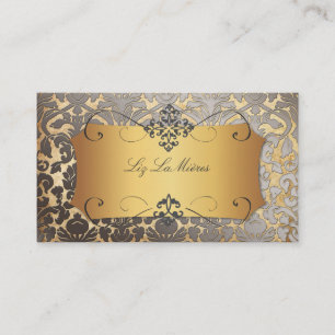 PixDezines Vintage Flora damask/faux parchment Business Card
