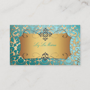 PixDezines Vintage Flora damask/faux parchment Business Card