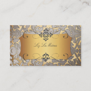 PixDezines vintage flora damask/faux parchment Business Card