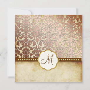 PixDezines vintage Flora Damask Monogram Invitation