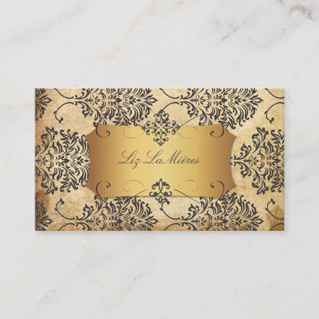 PixDezines Vintage Florentius Damask Business Card (Front)