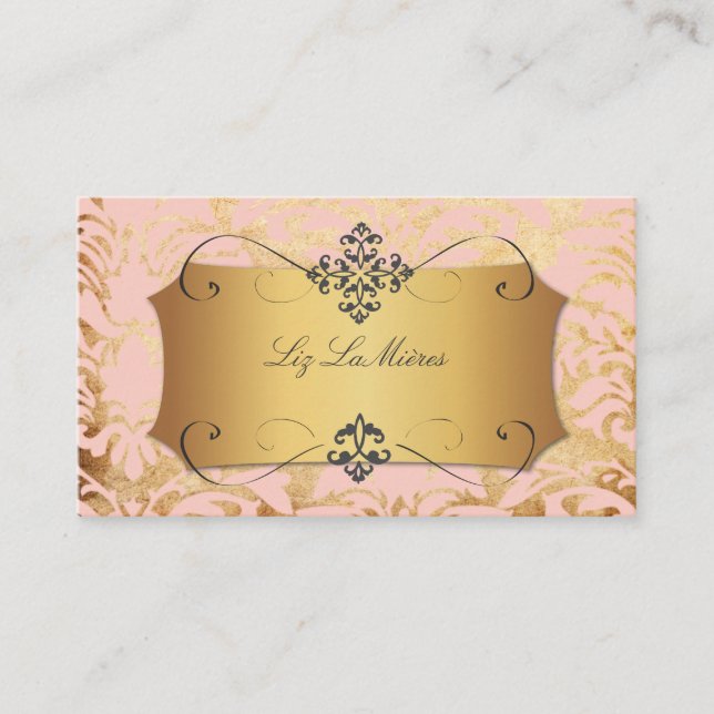 PixDezines VINTAGE FLORENTIUS DAMASK/PINK Business Card (Front)