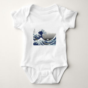 PixDezines Vintage, Great Wave, Hokusai 葛飾北斎の神奈川沖浪 Baby Bodysuit