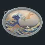 PixDezines Vintage, Great Wave, Hokusai 葛飾北斎の神奈川沖浪 Belt Buckle<br><div class="desc">PixDezinves Vintage of Japanese art with faux gold accent. The Great Wave of Kanagawa is one of the most seen worldwide. The artist,  Hokusai,  1832 (Edo Period). Depicting okinami as the great waves,  NOT tsunami.  Digitally enhanced by PixDezines.
Copyright © 2008-2014 PixDezines.com™ and PixDezines™ on zazzle.com</div>
