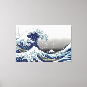 PixDezines Vintage, Great Wave, Hokusai 葛飾北斎の神奈川沖浪 Canvas Print
