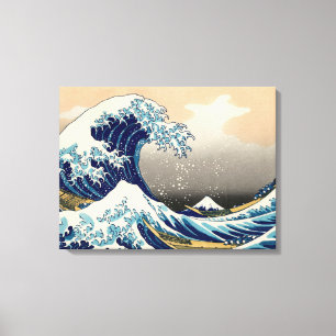 PixDezines Vintage, Great Wave, Hokusai 葛飾北斎の神奈川沖浪 Canvas Print