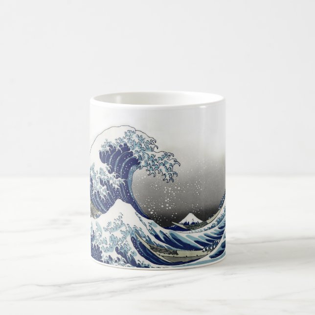 PixDezines Vintage, Great Wave, Hokusai 葛飾北斎の神奈川沖浪 Coffee Mug (Center)