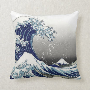 PixDezines Vintage, Great Wave, Hokusai 葛飾北斎の神奈川沖浪 Cushion